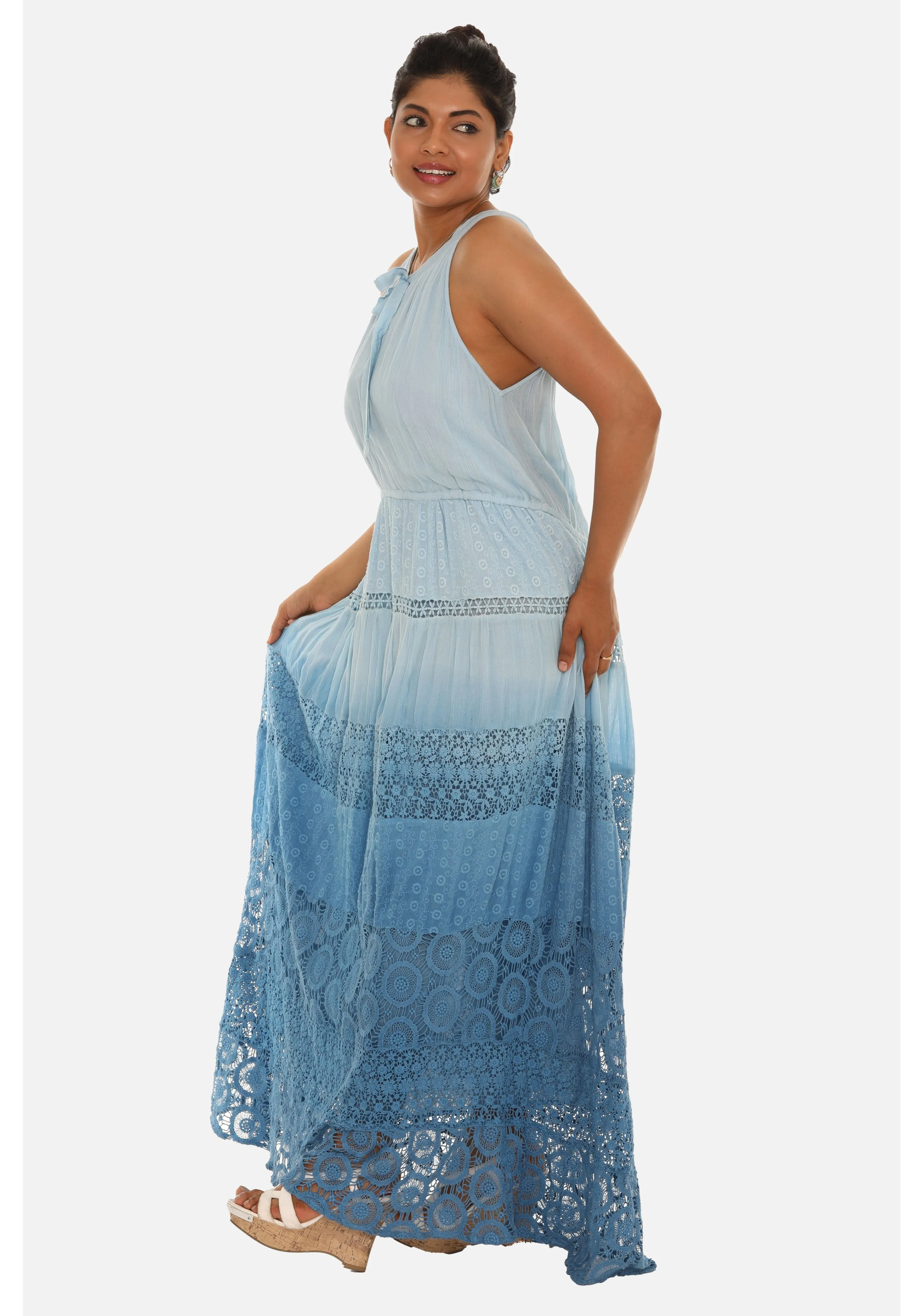 Embroidered Halter Dress