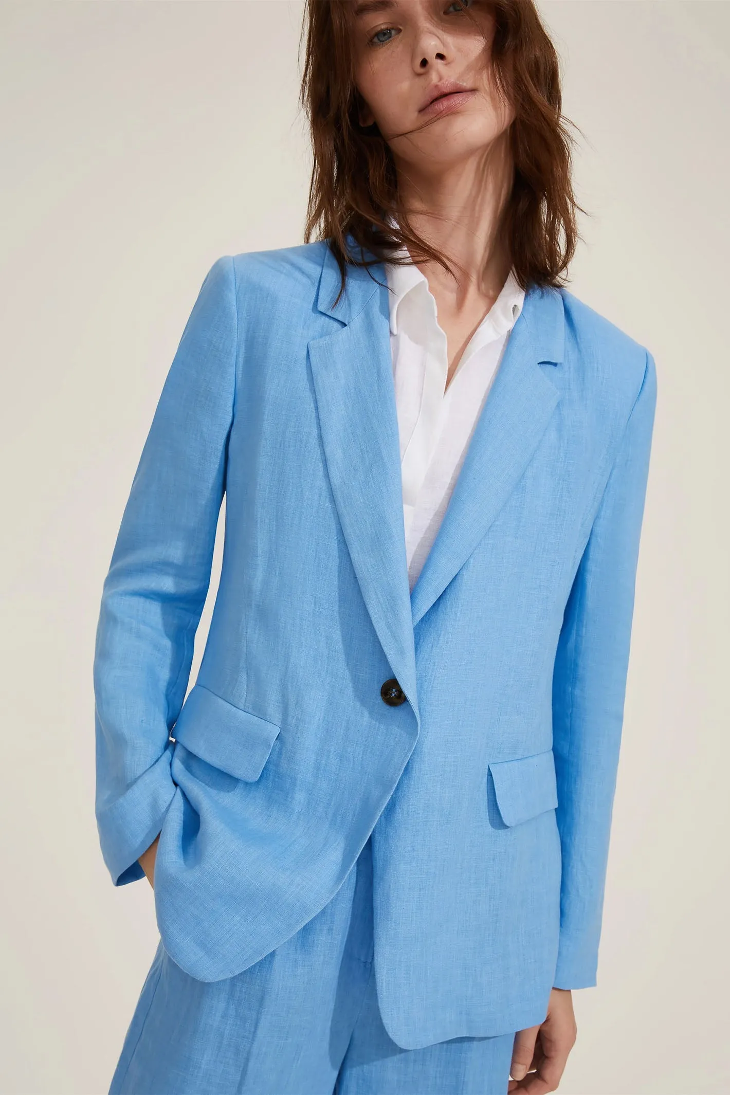 Emme Orata Pure Linen Jacket Light Blue 2515041082200