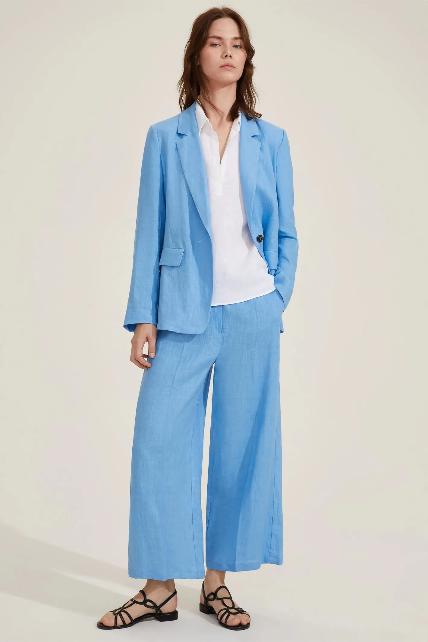 Emme Orata Pure Linen Jacket Light Blue 2515041082200