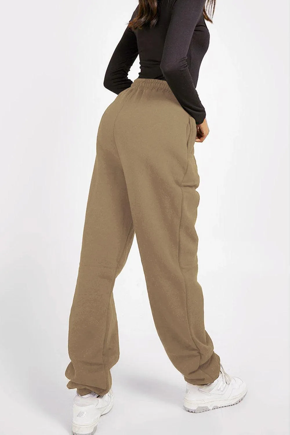 Emoji Graphic Elastic Waist Khaki Sweatpants