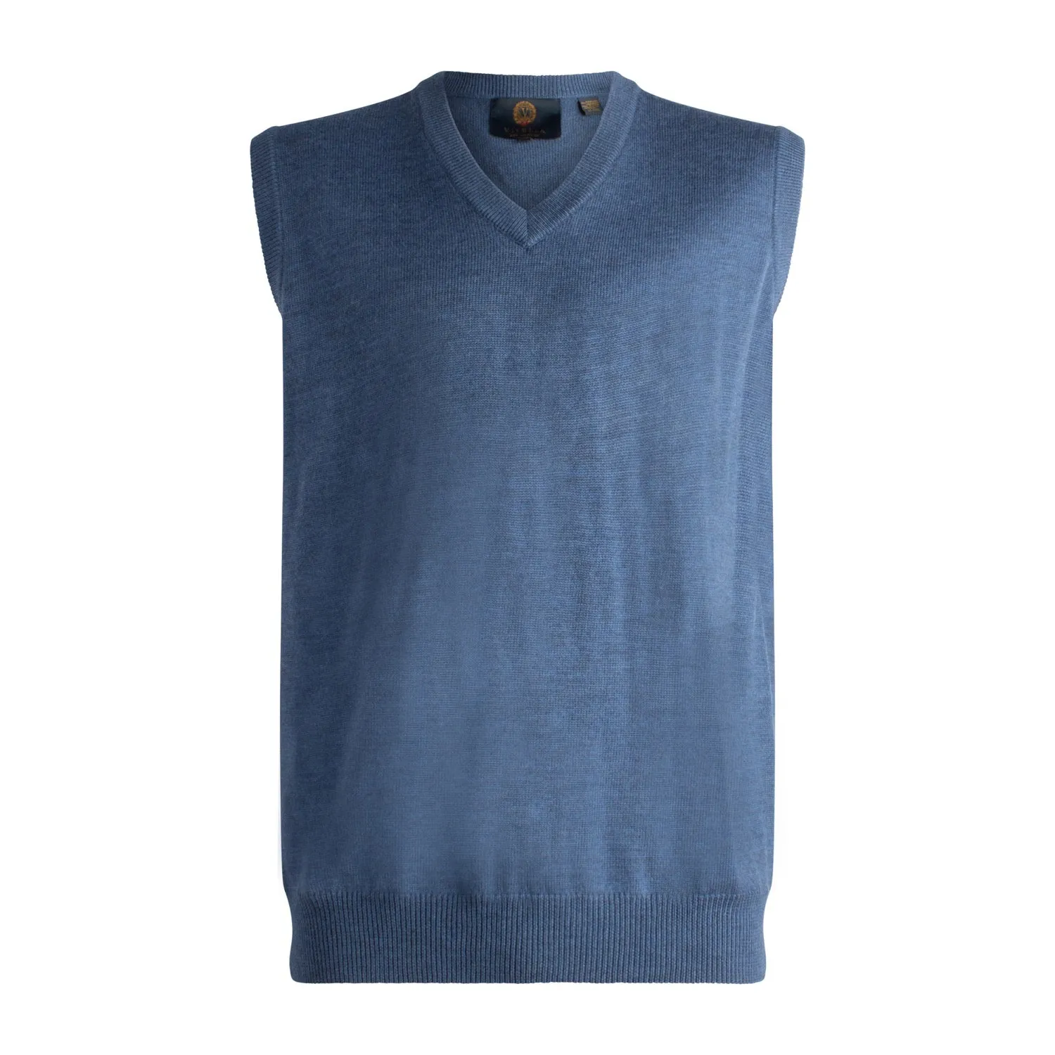 Extra Fine 'Zegna Baruffa' Merino Wool V-Neck Sleeveless Sweater Vest in Indigo by Viyella