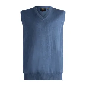 Extra Fine 'Zegna Baruffa' Merino Wool V-Neck Sleeveless Sweater Vest in Indigo by Viyella