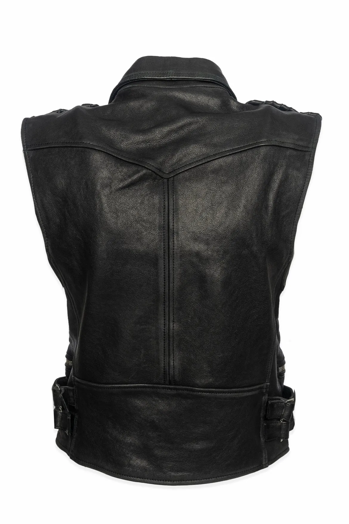 Faith Connexion Size S Lamb Leather Moto Vest