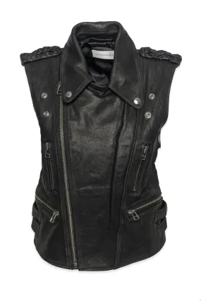 Faith Connexion Size S Lamb Leather Moto Vest
