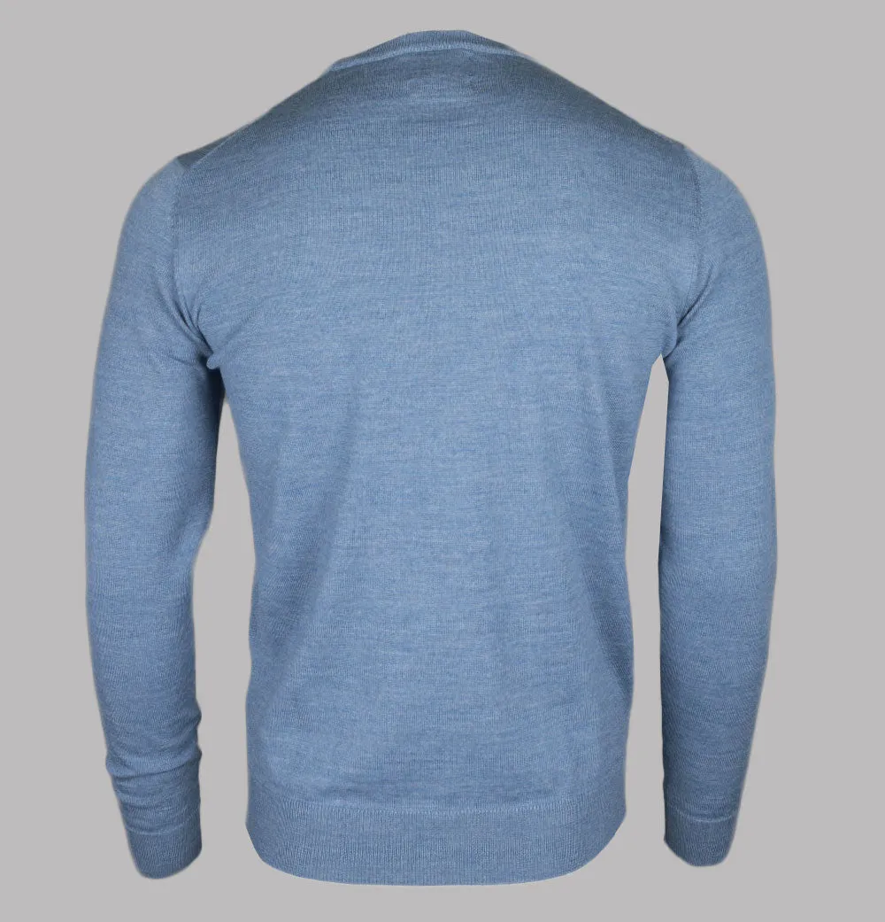 Farah Mullen Merino Wool Sweater Mid Blue