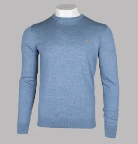 Farah Mullen Merino Wool Sweater Mid Blue