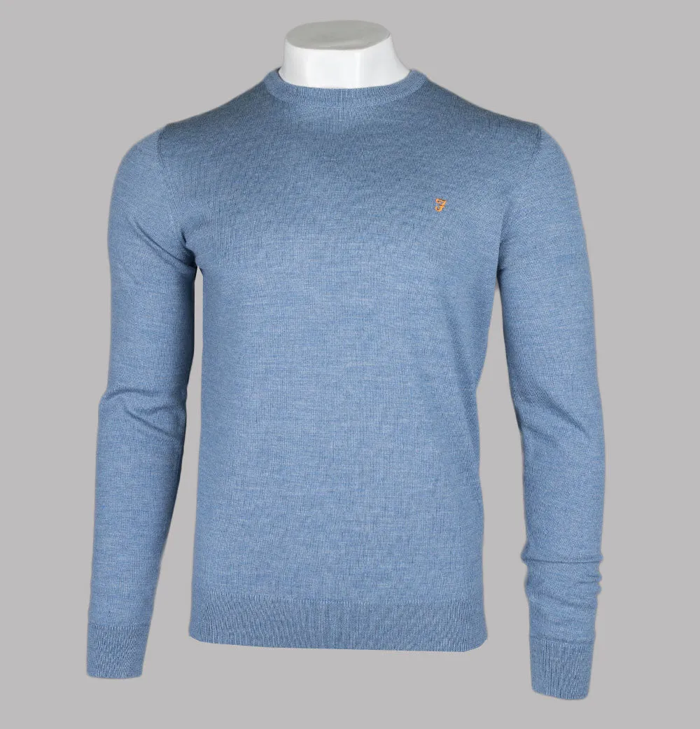 Farah Mullen Merino Wool Sweater Mid Blue