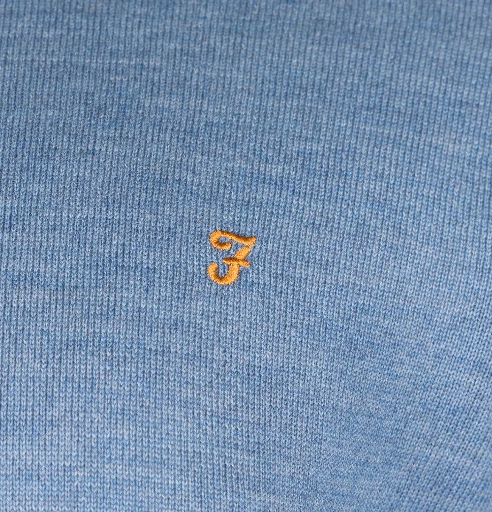 Farah Mullen Merino Wool Sweater Mid Blue