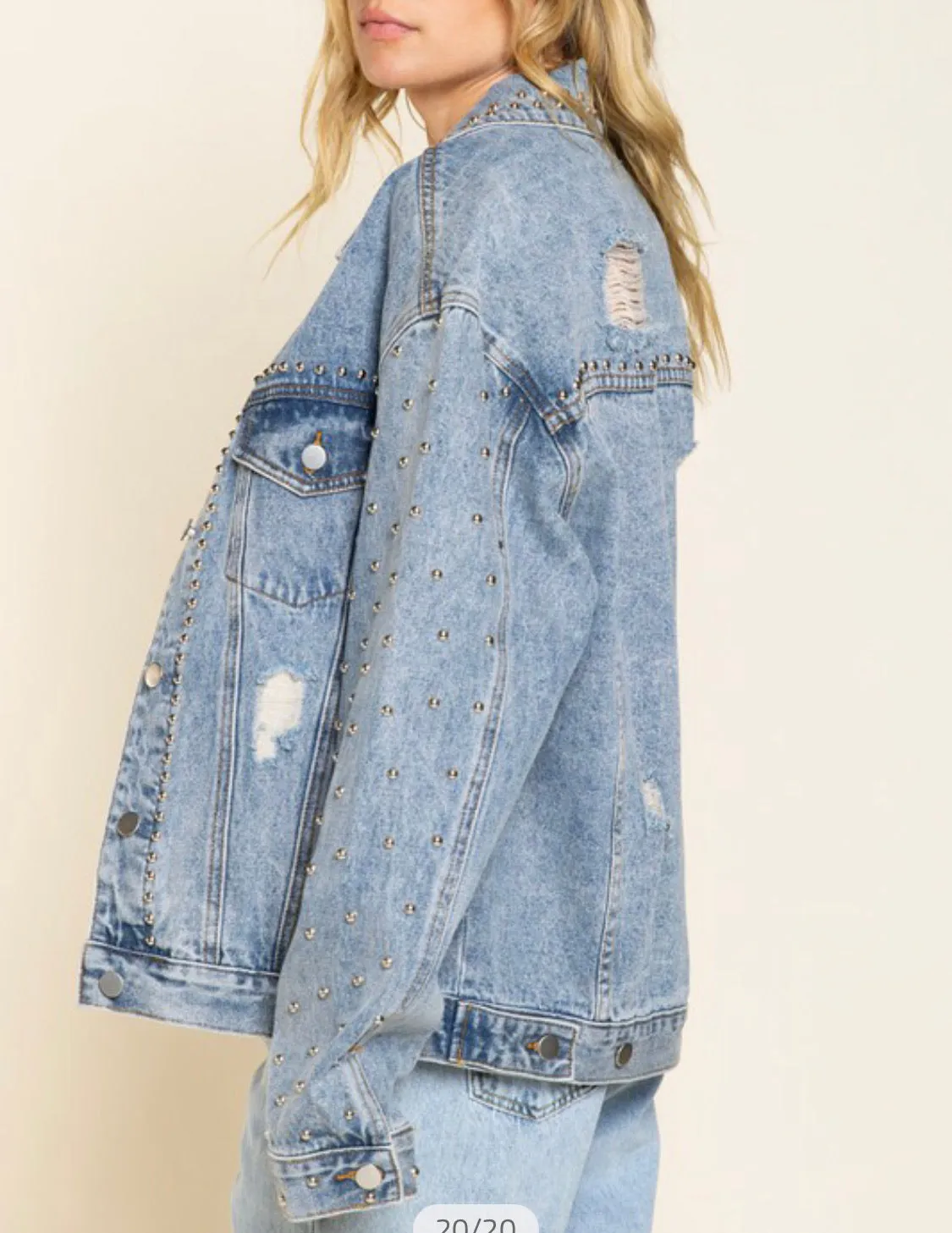 Fiona Studded Oversized Denim Jacket