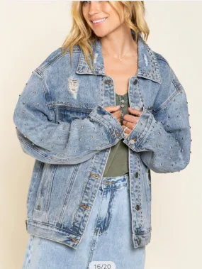 Fiona Studded Oversized Denim Jacket