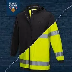 Flying Cross Black/ Yellow Reversible  Raincoat 47" Black/ Hi Vis Reversible