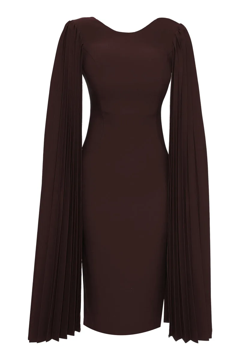 FRV Brown crepe long sleeve midi dress - Villejuif