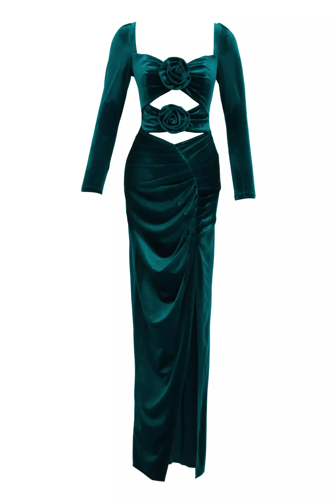 FRV Green velvet long sleeve long dress - Vaughan