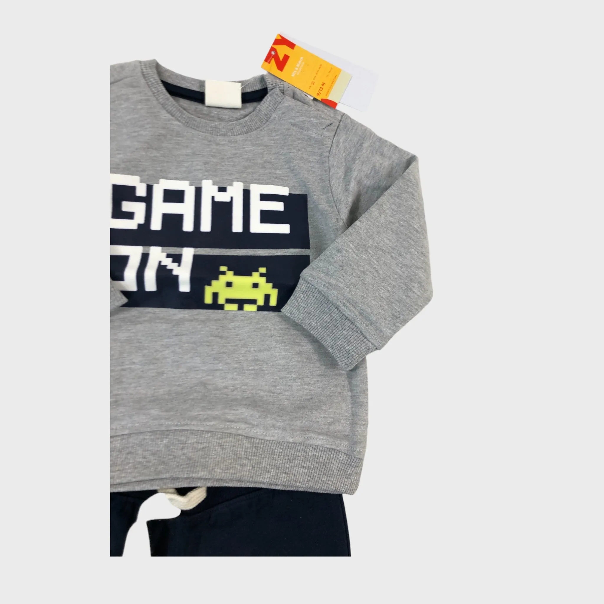 Gray/Navy Game On Jogger Set