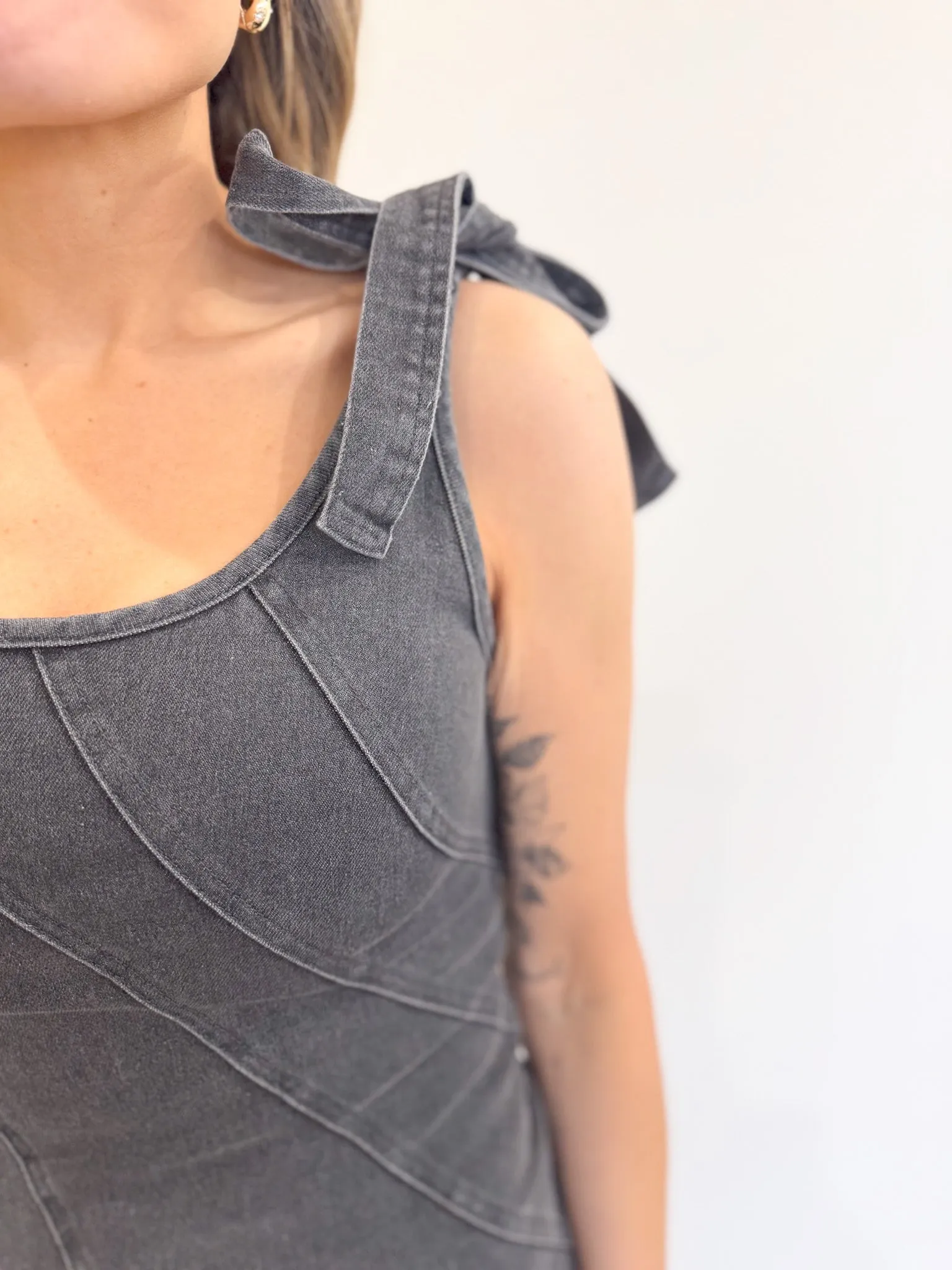 Harlan Denim Tie Strap Maxi Dress