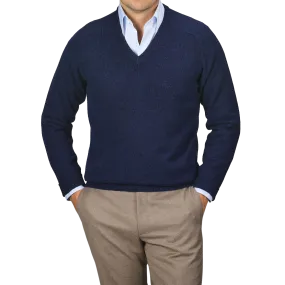 Indigo Blue Lambswool V-Neck