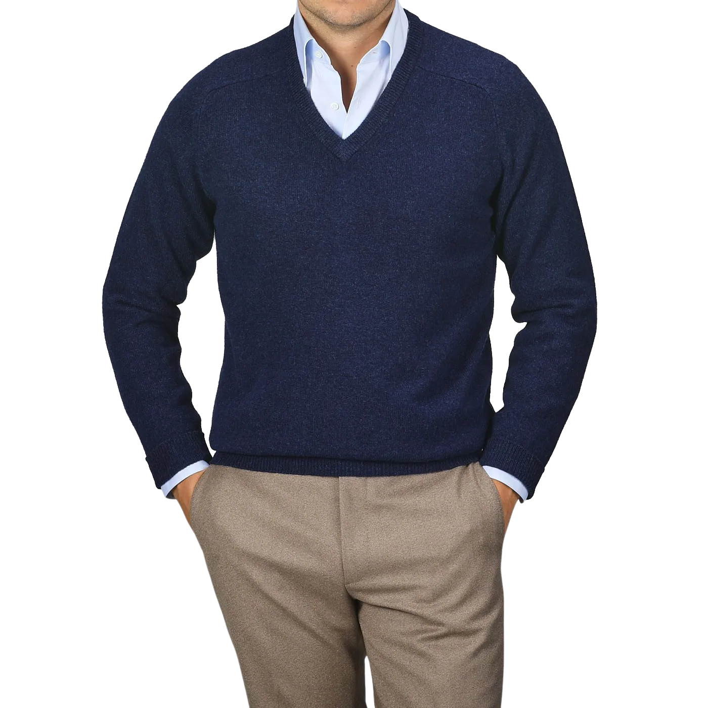 Indigo Blue Lambswool V-Neck
