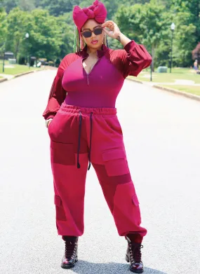 Know Me sewing pattern 2055  Bodysuit and Cargo Sweatpants by The Corny Rainbow