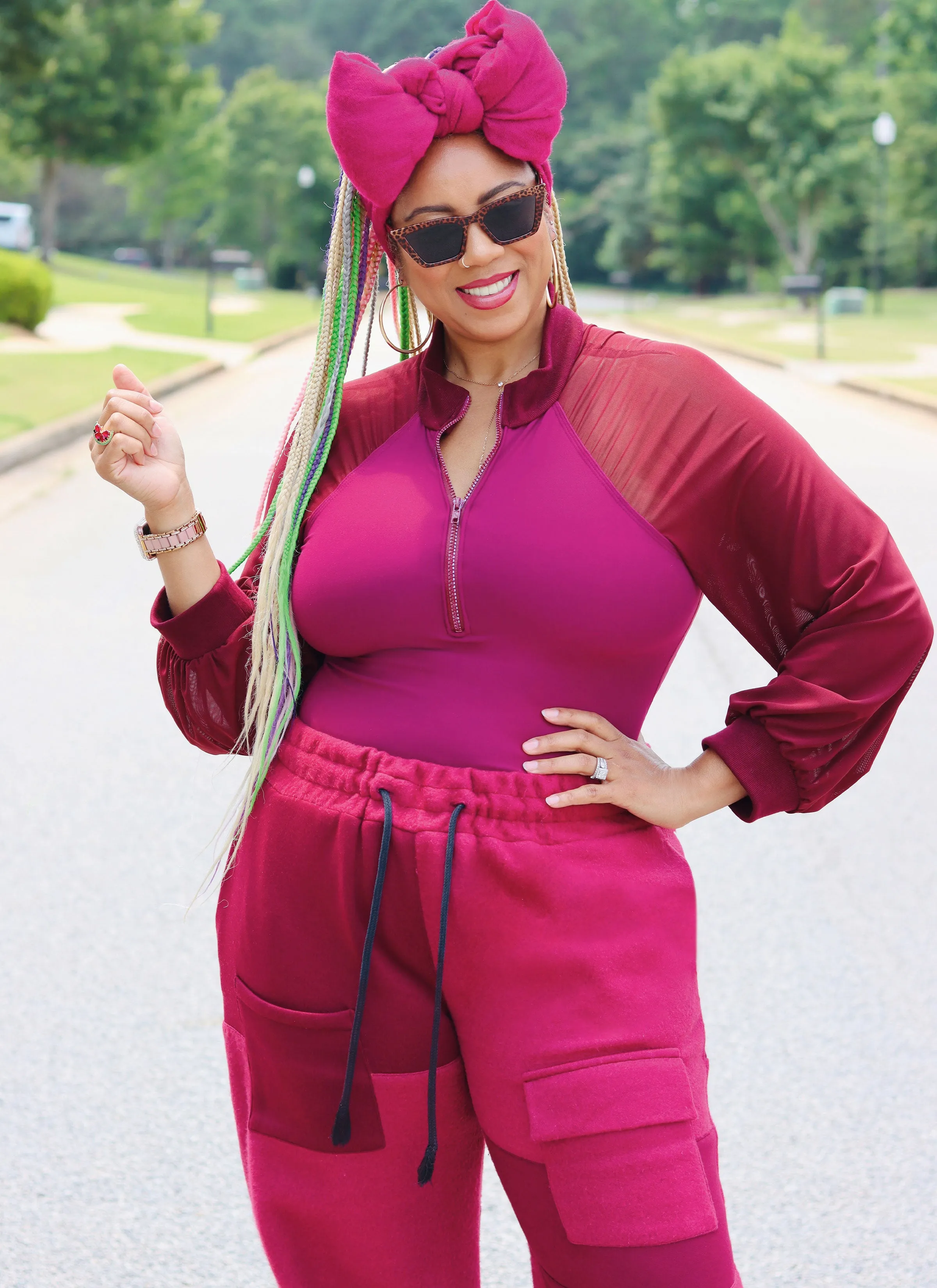 Know Me sewing pattern 2055  Bodysuit and Cargo Sweatpants by The Corny Rainbow