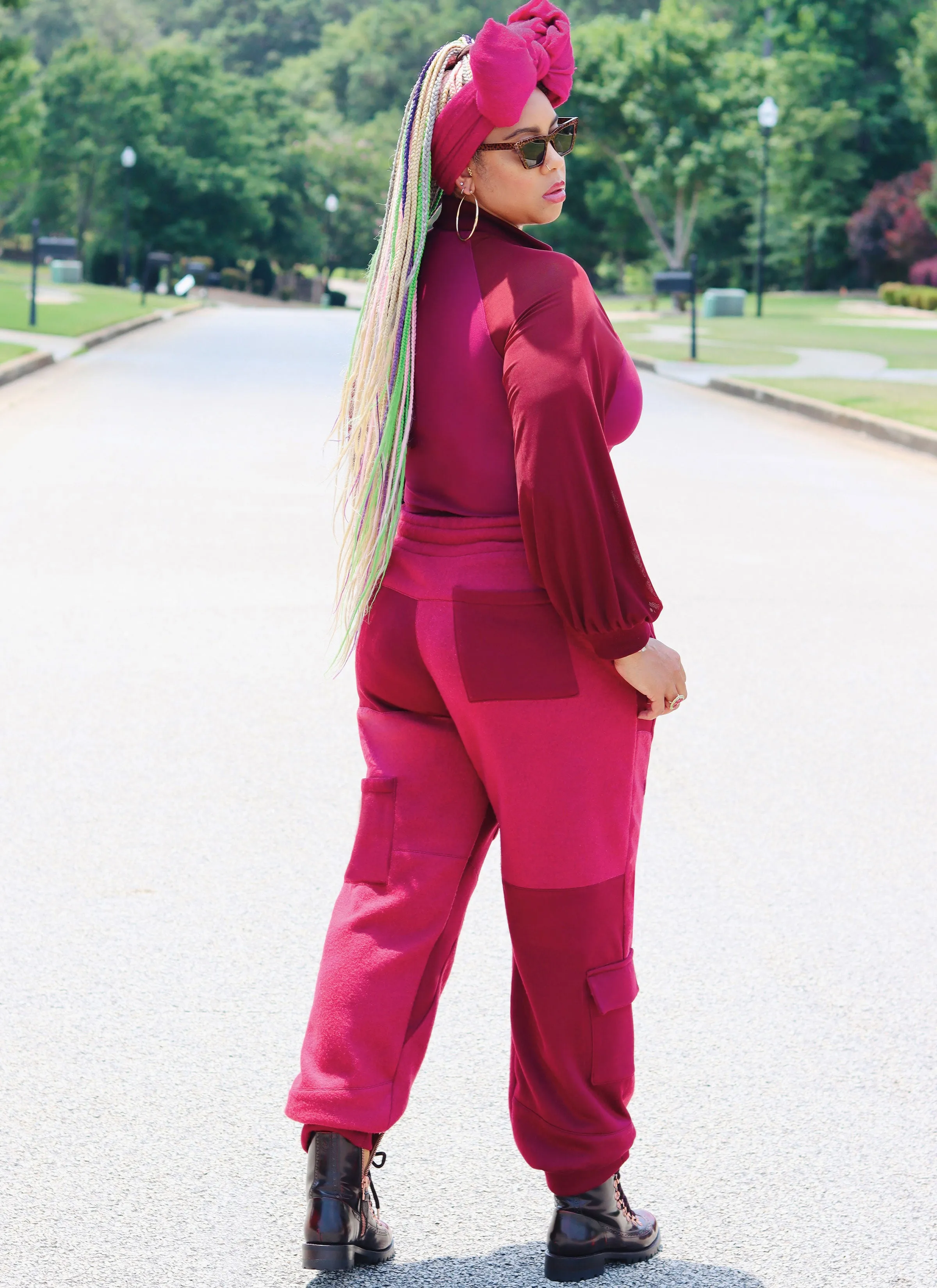 Know Me sewing pattern 2055  Bodysuit and Cargo Sweatpants by The Corny Rainbow