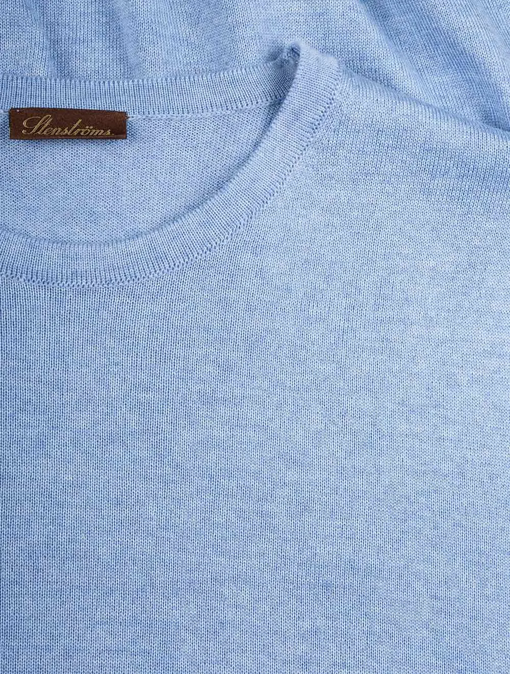 Light Blue Crew Neck with Patch Merino Wool Jumper