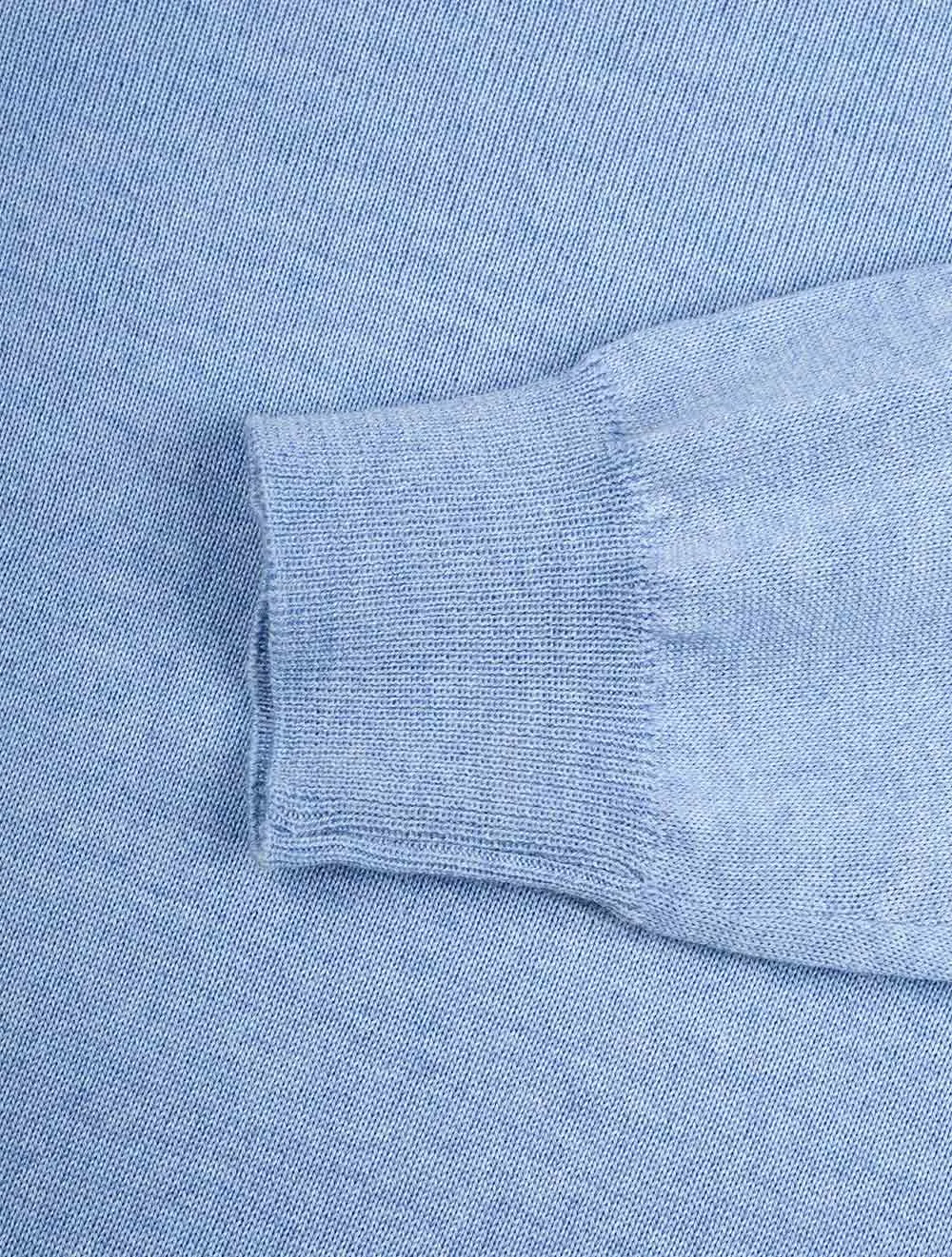Light Blue Crew Neck with Patch Merino Wool Jumper