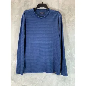 LUCKY BRAND Men's Indigo Stripe Crewneck Long-Sleeve Pullover Sweater SZ M