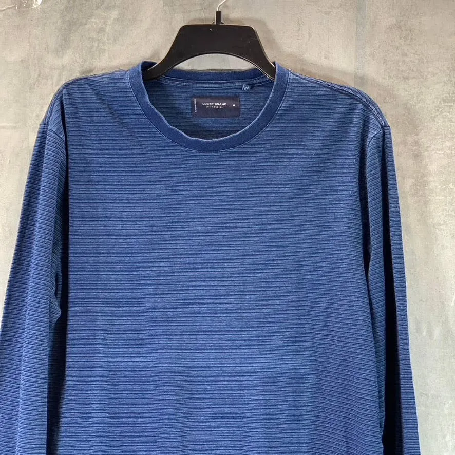 LUCKY BRAND Men's Indigo Stripe Crewneck Long-Sleeve Pullover Sweater SZ M
