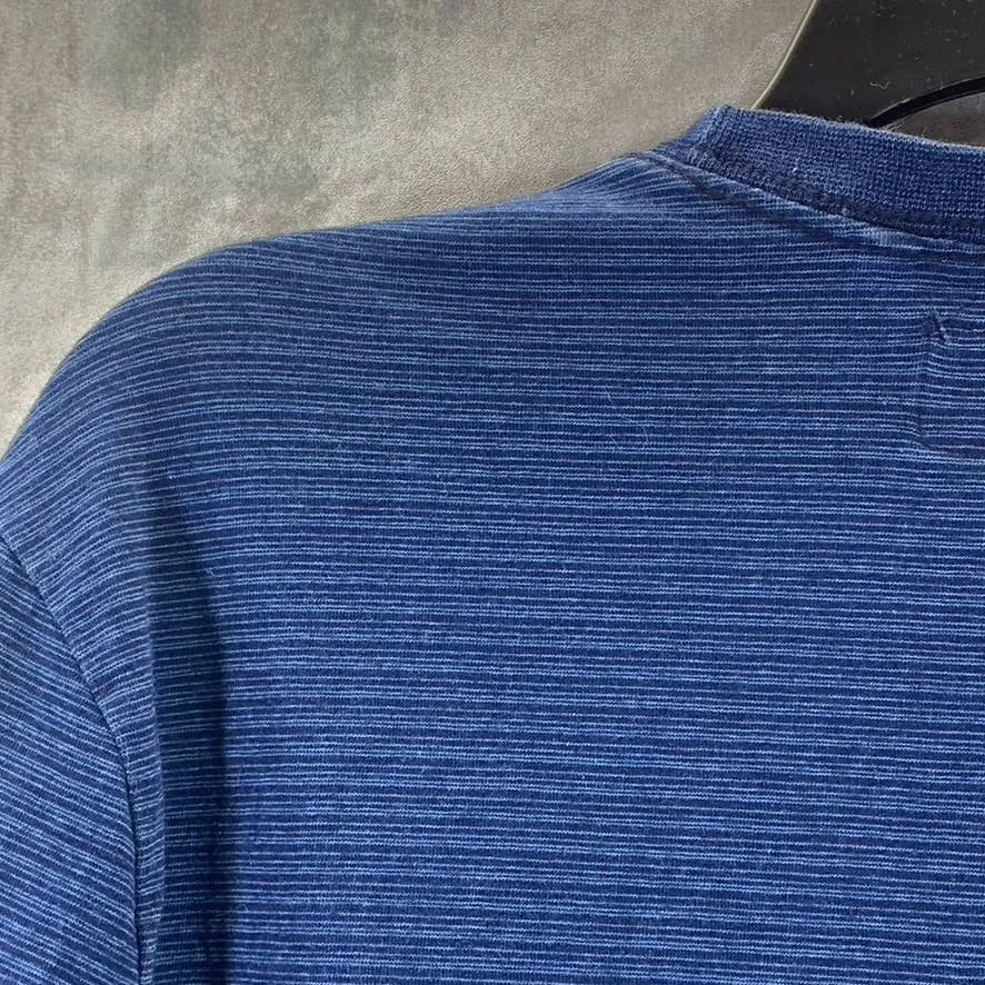 LUCKY BRAND Men's Indigo Stripe Crewneck Long-Sleeve Pullover Sweater SZ M