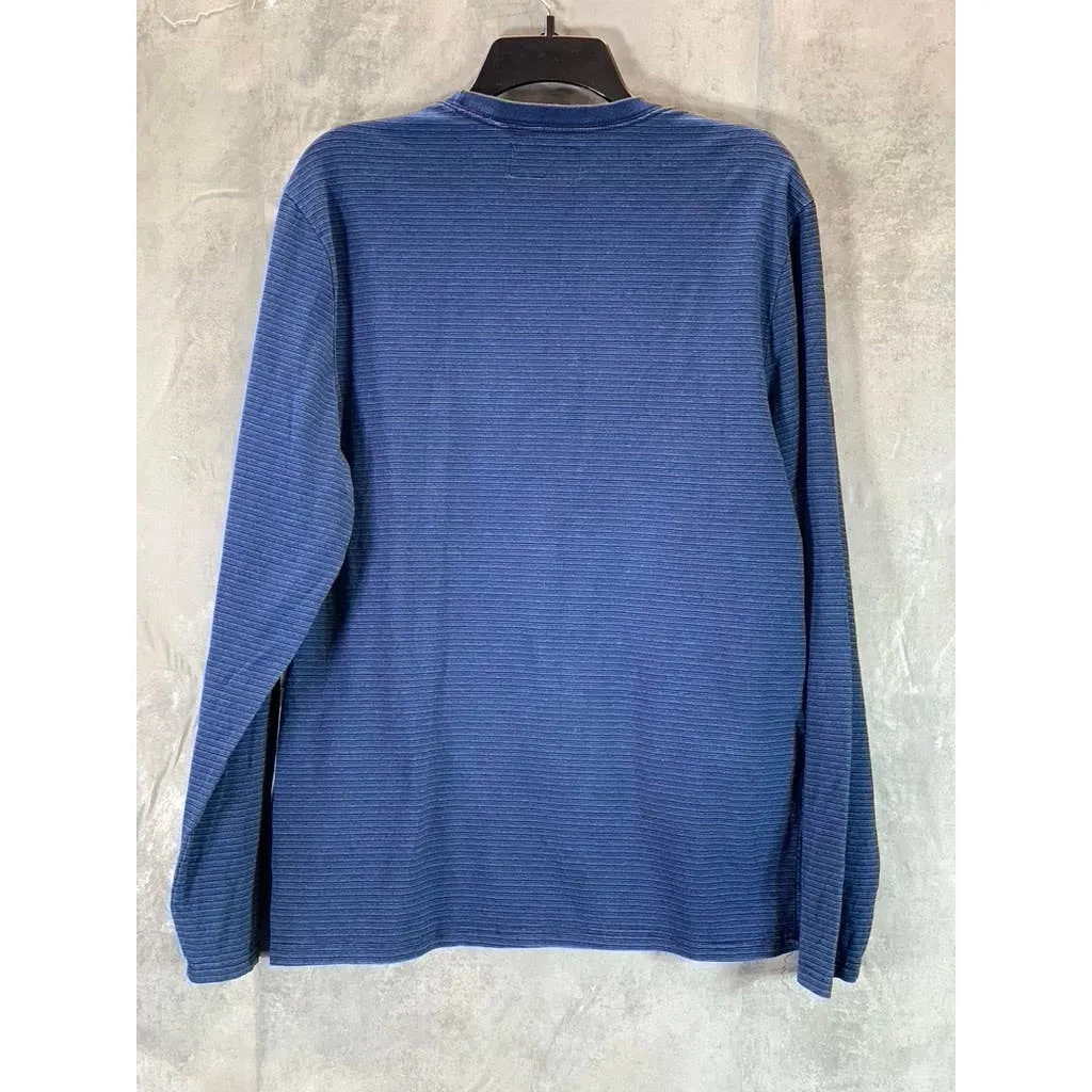 LUCKY BRAND Men's Indigo Stripe Crewneck Long-Sleeve Pullover Sweater SZ M