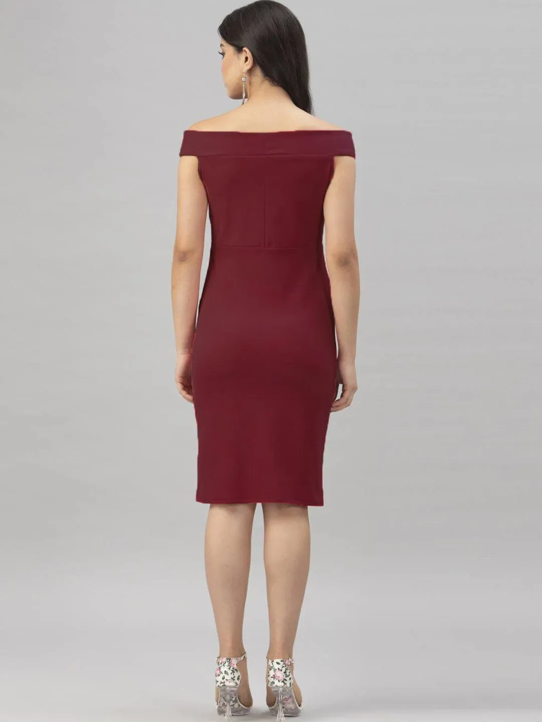 Maroon Muse Off-Shoulder Dress