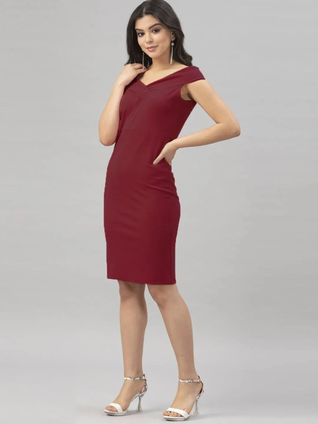 Maroon Muse Off-Shoulder Dress