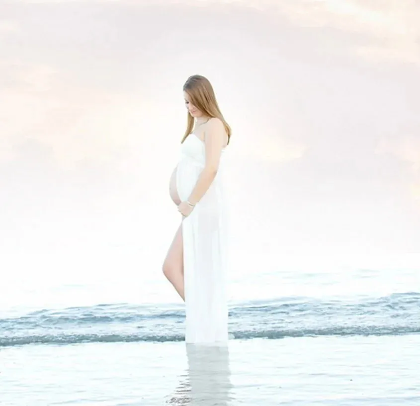 Maternity Shoot Chiffon Off The Shoulder Dress