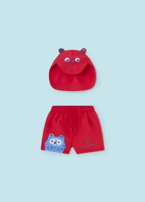 Mayoral Baby & Toddler Boys Red Animal Swim Trunks & Hat