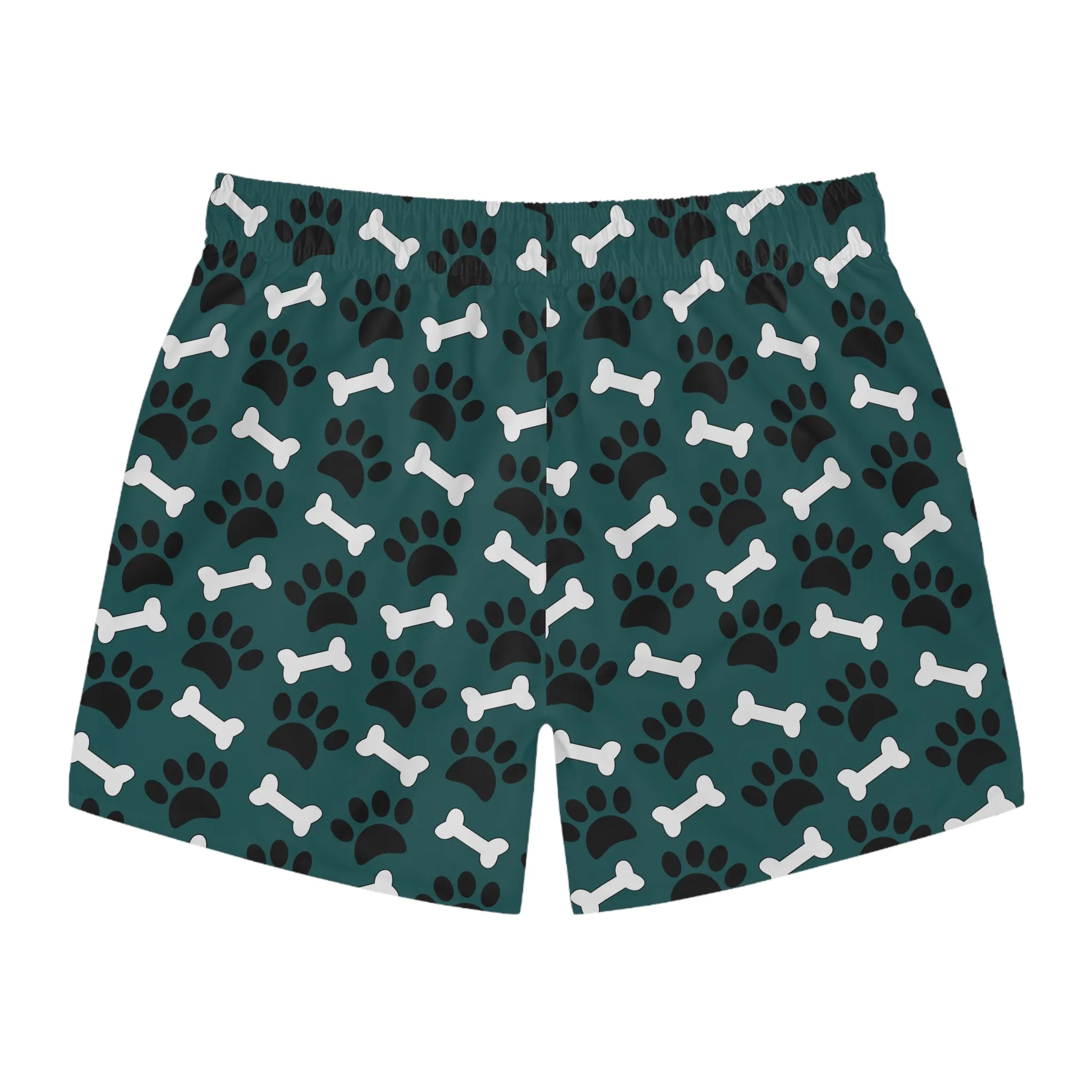Men's Swim Trunks with paws and bones design, Dog lover's swim trunks