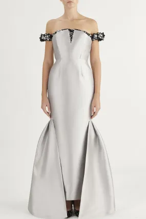 Mermaid Dress with Floral Sequin Sleeves