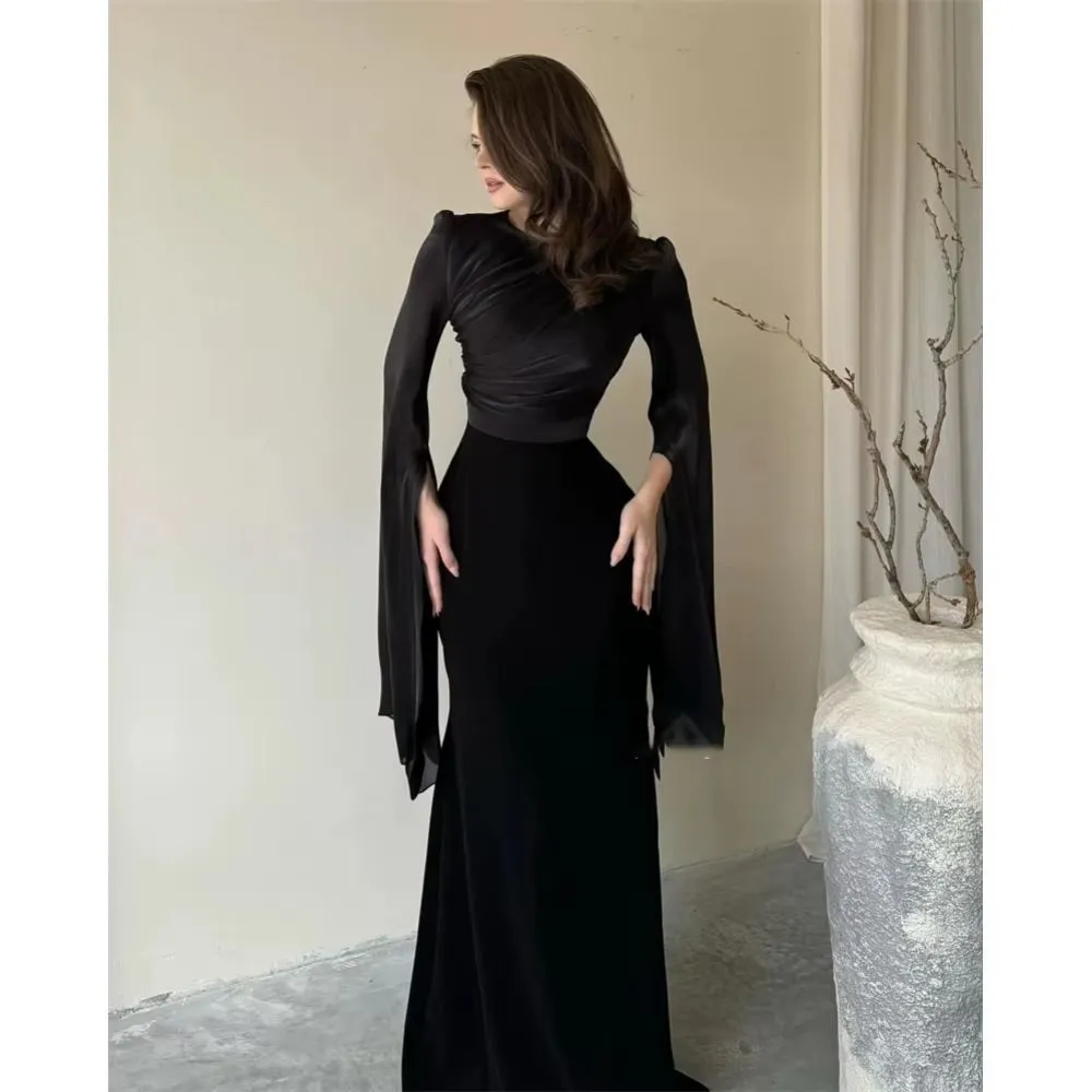 New Elegant Charming Mermaid Cap Sleeves O-Neck Floor Length Formal Occasion Prom Party Dress CODE: KAR3634