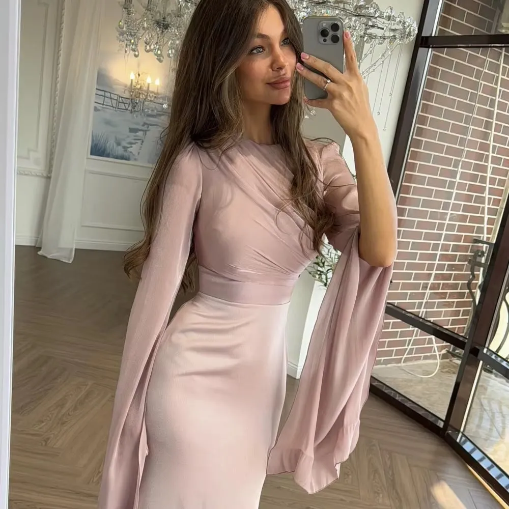 New Elegant Charming Mermaid Cap Sleeves O-Neck Floor Length Formal Occasion Prom Party Dress CODE: KAR3634