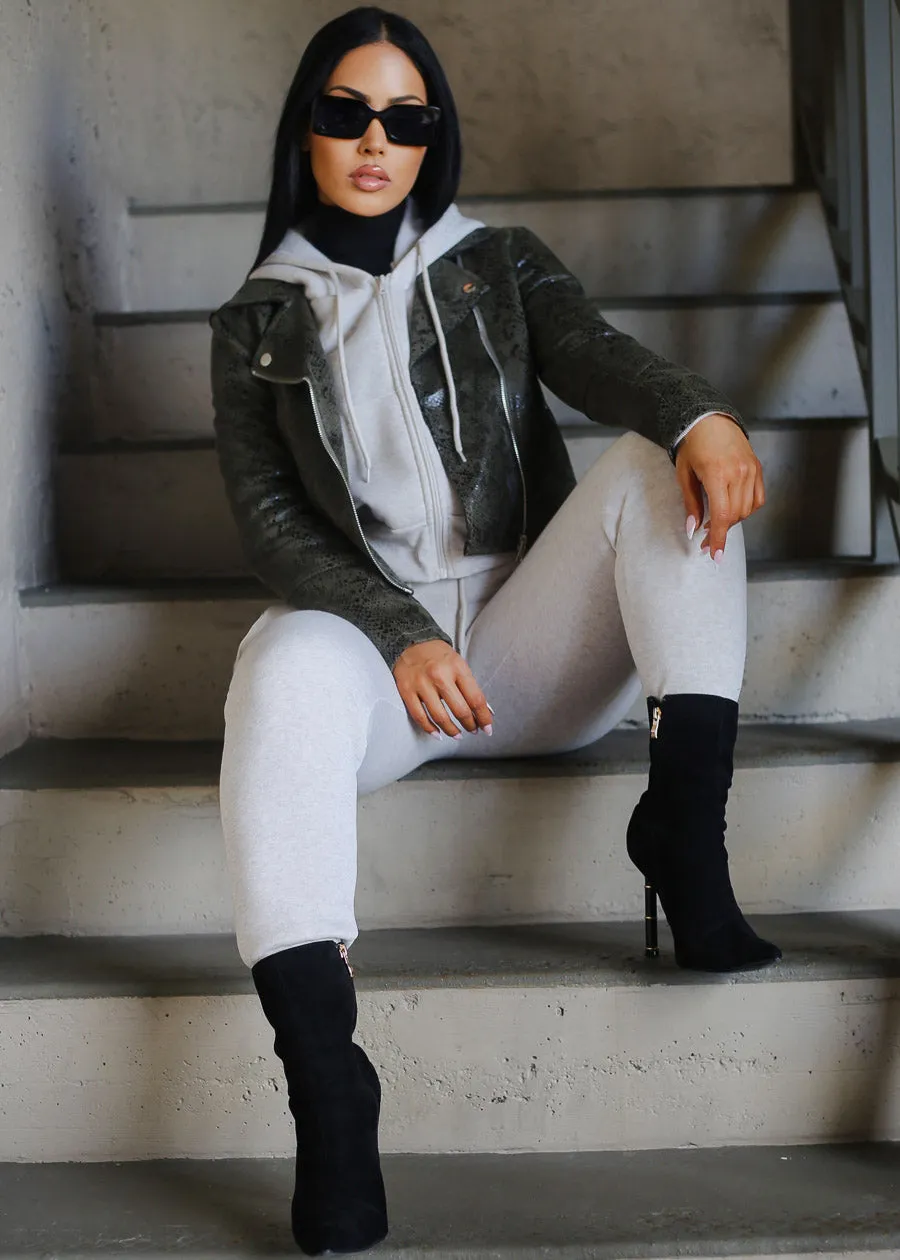 Oatmeal Fleece Drawstring Joggers w Pockets