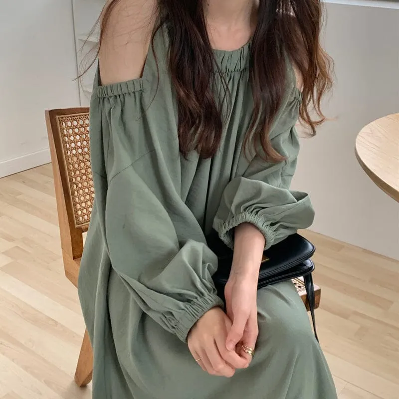 Off Shoulder Balloon Sleeve Dress