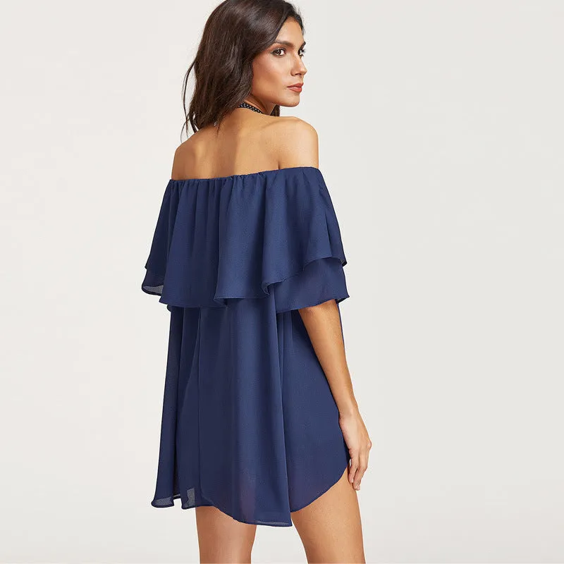 Off Shoulder Layered Chiffon Top