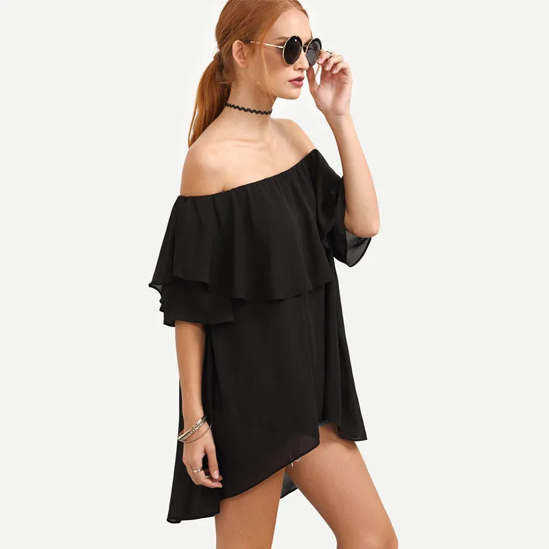 Off Shoulder Layered Chiffon Top