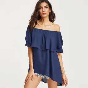 Off Shoulder Layered Chiffon Top