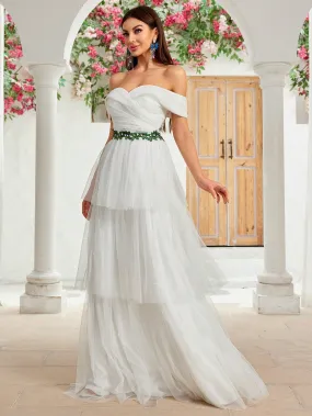 Off Shoulder Mesh Patchwork Evening Dress