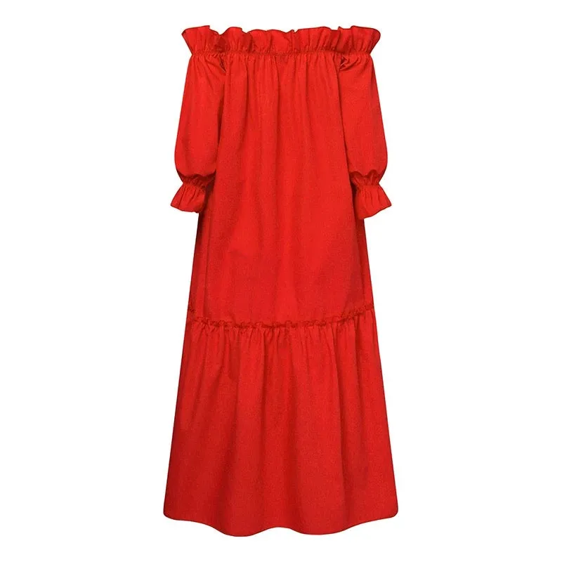 Off Shoulder Pleated Irregular SunDress