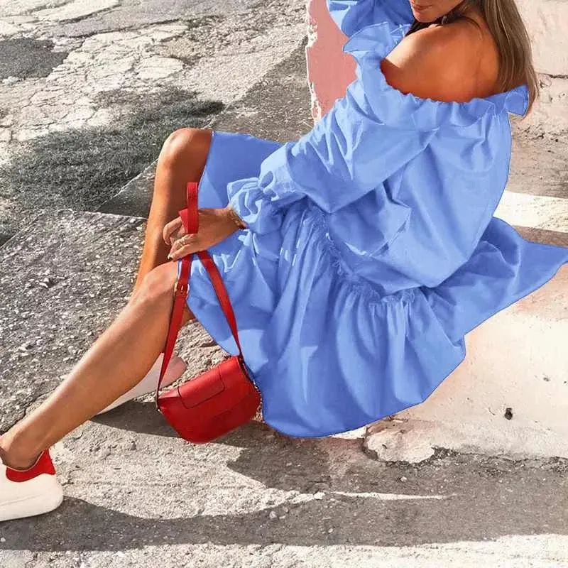 Off Shoulder Pleated Irregular SunDress