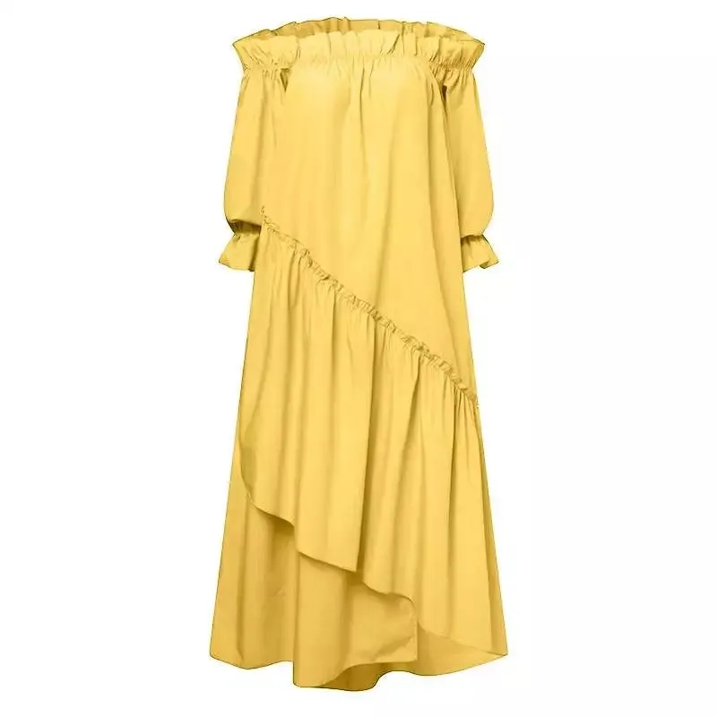 Off Shoulder Pleated Irregular SunDress