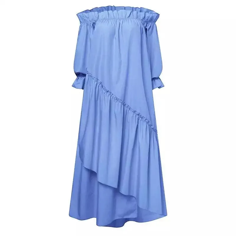 Off Shoulder Pleated Irregular SunDress