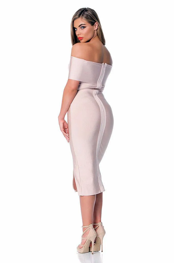 Off Shoulder Split Bandage Dress