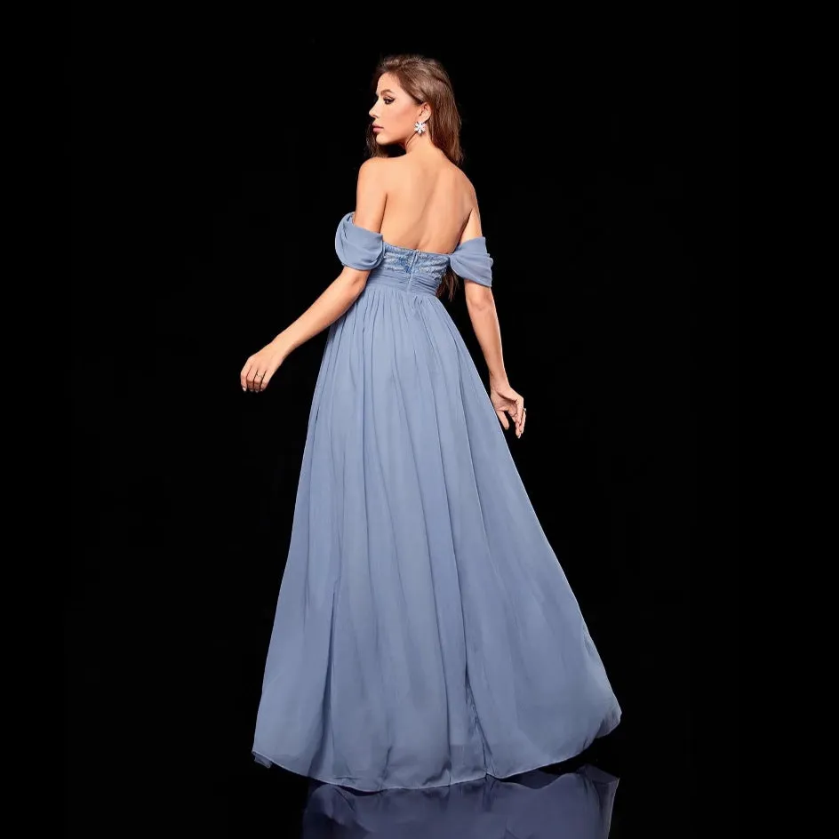 Off Shoulder Tube Top Sequin Evening Dress
